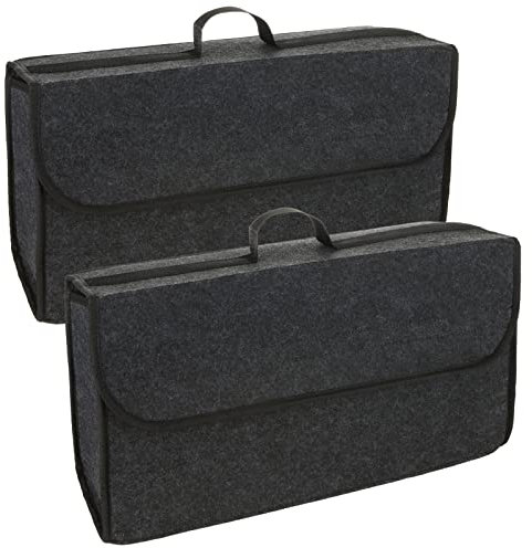 ASelected 2 Pack Car Boot Organiser Bag, Car Boot Tidy Storage Case Foldable Car Boot Bag Anti-Slip Carpet Material Tool Storage Bags with Velcro, for All Vehicles