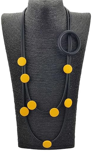 Bysonglezai Halskette Damen Ketten Anhänger Frauen Geschenk Drucken Halsketten Für Frauen Gummi Halskette Holz Zubehör Big Statement Kleiderkette Für Party