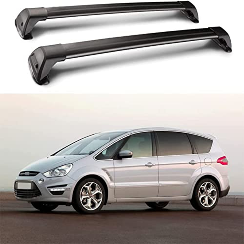 HOWENG Barres Toit Voiture Rail Cross Aluminium,pour Ford S-Max 2006-2015 Rails Support Barre Transversale Automatique Porte-Bagages sur Toit Support Vélo Transport Supérieur