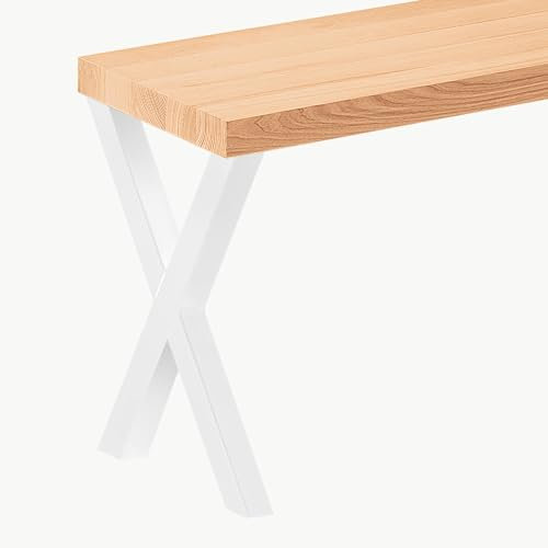 LAMO Manufaktur Sitzbank Esszimmer Holzbank 30x120x47cm, Möbelfüße Design Weiß/Natur