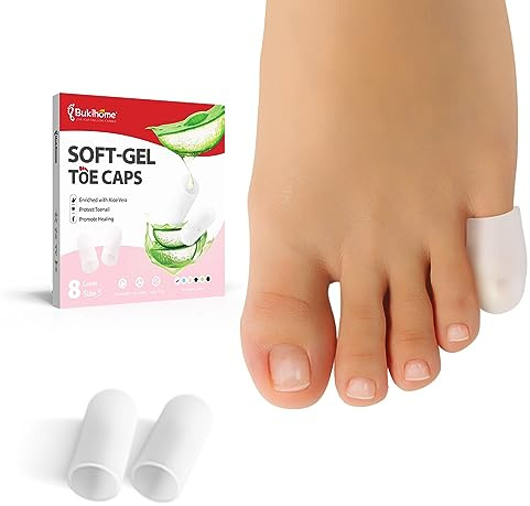 Gel Pinky Toe Sleeves Toe Protectors - Bukihome 8 Pack Silicone Toe Caps with Aloe Vera Extract - Toe Protections Cushions for Women & Men - Protect Corns, Blister