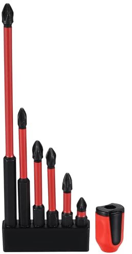 6 Pcs Magnetic Screwdriver Set, Phillips PH2 Anti-Slip and Shock-Proof Impact Driver Bits, 1/4 Hex Shank, Long Pozi-Drive Impact Bits