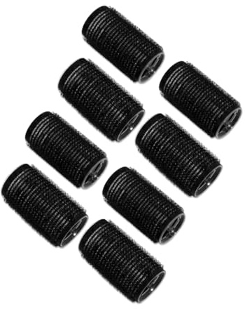 8 PACK HAIR ROLLERS - Self Holding Salon Hairdressing Curlers | Self Grip DIY Curling Tool | Hair Volume For Long Short Hair | Black Haircut Foam Styling Tool | Clip Rolling Accessories