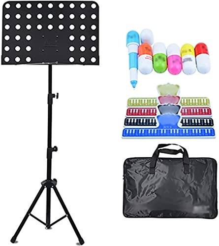 Samnuerly Notenständer, professioneller höhenverstellbarer Orchester-Notenständer, Stativständer für Violine, Gitarre, Noten-Mithelfer (Farbe: Schwarz, Größe: B)