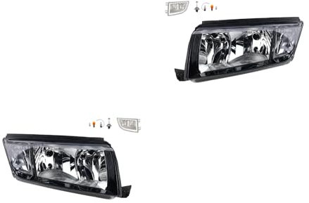 Johns, Scheinwerfer Satz Halogen Front kompatibel zu Skoda Fabia 6Y 09/99-03/08 H7 H3 Links & Rechts + Nebelscheinwerfer + Leuchtmittel