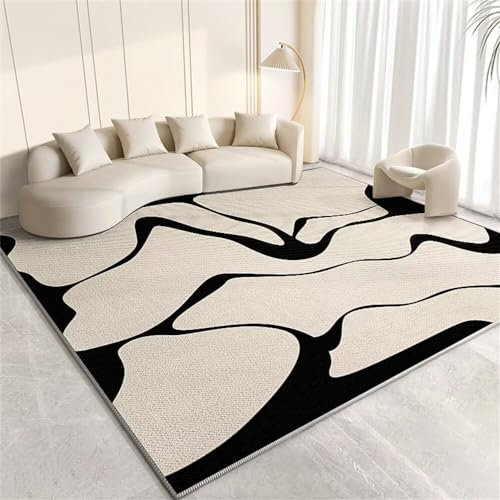 RUGMRZ Teppich Muster Waschbarer Heller luxuriöser schwarzer Wohnzimmer Schlafzimmer Accessoires Esszimmer Bodenmatte Heimmatte Webteppich 50X80CM