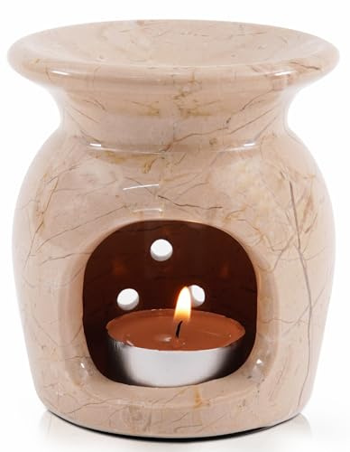 Radicaln Bruciatore per oli in marmo Verona, 10,2 cm, fatto a mano, diffusore per aromaterapia per la casa, ideale per scaldabagno, diffusore di aromi, oli essenziali e cera