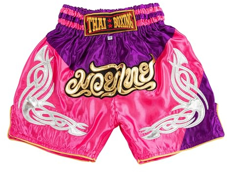 MUAY NATION Shorts de Boxe Thaï pour Enfants (2 à 12 Ans) Filles et garçons, Shorts pour Muay Thaï, MMA, Arts Martiaux