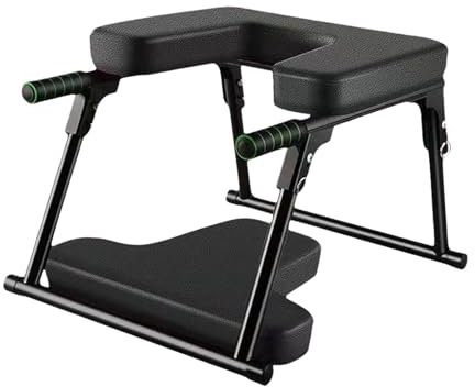 Oshhni Yoga Headstand Bench Yoga Headstand Stool Foldable Inversion Chair Practice Head Stand, black with mat