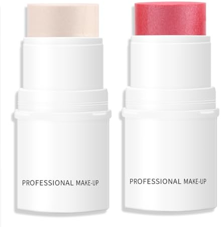 KARLOR Cremig Highlighter Blush Stick, 2 PCS cremiger Highlighter Stick Blush Stick Highlighter Gesicht Highlighter Makeup Rouge Stift Makeup Stick Coutouring seidige Glow Make-up Stick(01+03)