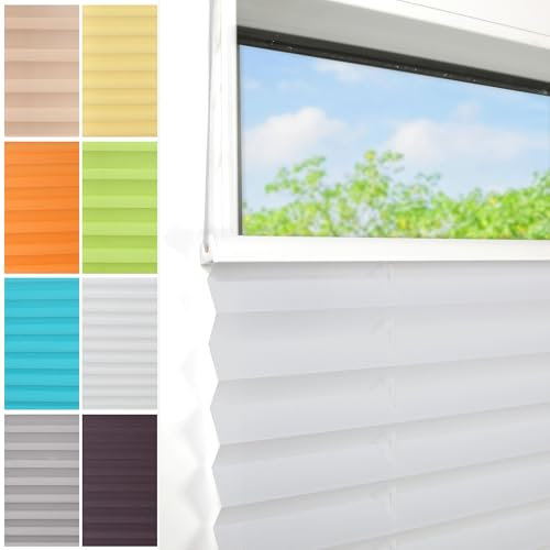 Plissee Ohne Bohren klemmfix,115x140cm（BxH,Grau,Easyfix Faltrollo mit Klemmträger, Klemmfix ohne Bohren, Lichtschutz, Verschpannt