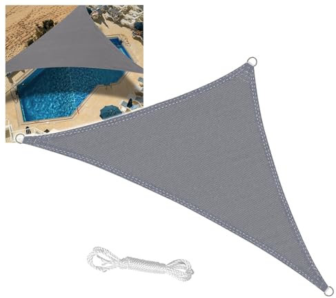 Garden Voile d'ombrage Triangulaire 3.0 x 3.0 x 3.0 m avec Cordes Design Incurvée Protection Contre Le Vent Respirant Bâche dombrages pour Patio arrière-Cours pelouses piscines(Gray,4.0mx4.0mx4.0m)