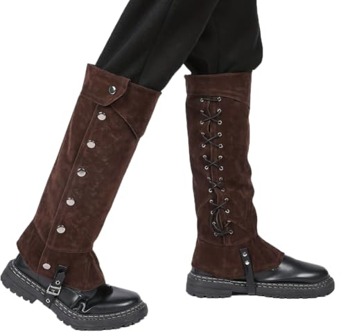 Medieval Boot Covers Pirate Boot Tops Men Women Viking Knight Leg Guards Shoes Cover Faux Leather Boots Gaiters Leg Wraps Adjustable Punk Leg Warmer Halloween Costume Fancy Dress Footwear Leg Covers
