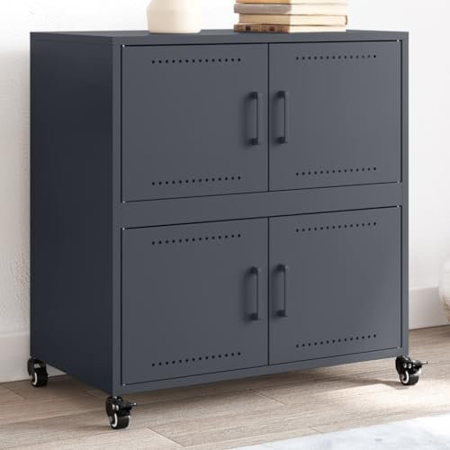 Somanki Sideboard Anthrazit 68,5x39x72 cm Kaltgewalzter Stahl, Kommode Schlafzimmer, Kommoden & Sideboards, Wohnzimmerschrank, Flur Kommode, Zimmer Möbel - 846652