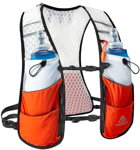 Haimont Ultraleicht Trinkrucksack Trail Rucksack Trinkweste, Hydration Pack Fahrradrucksack für Laufen, Wandern, Marathoner + 2 Soft Flask 500ML Wasserflasche