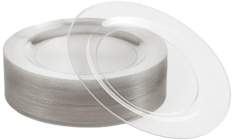 MATANA 50 Premium Plastikteller mit Silberglitzer, 26cm - Mehrweg Kunststoffteller - Hartplastik Partyteller für Hochzeiten, Geburtstage, Partys - Elegantes & Stabiles Partygeschirr