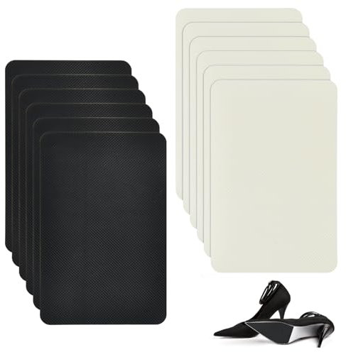Amexo 12 Stück Gummisohlen zum Aufkleben Rutschfeste Aufkleber Schuhe Pads Schuhsohlen Protektoren für Sohlen Geräuschreduzierung Rutschfeste Schuhsohlen Reparatur Set für alle Größen, Schneidbar