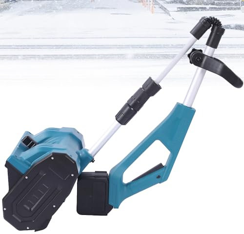 Pala quitanieves eléctrica con 2 baterías de Iones de Litio, barredora de Nieve Manual inalámbrica de 1000 W con dirección Ajustable y Poste telescópico, soplador de Nieve Plegable para Caminos