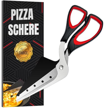 Sharp Pizza Scissors Cutter with Food Grade Safe Blades. Better Than Pizza Roller. Professional Pizza Scissors UK to Cut Pizza Like a Pro Without Removing Topping 27 cm Red and Black
