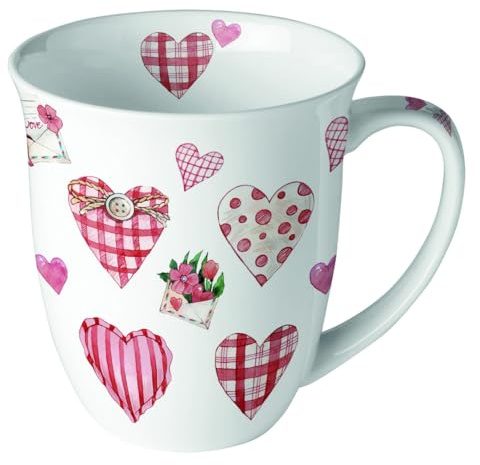 Ambiente Tasse Jumbo en porcelaine 400 ml - Tasse à café/à thé - Série Lovely Hearts