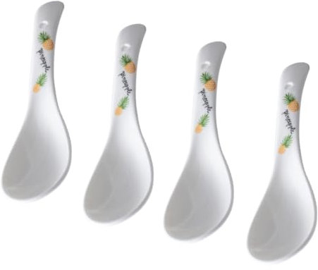 DECHOUS 4-teilige Japanische Suppenlöffel Aus Keramik Schlicht Und Dekorativ Zum Servieren Oder Umrühren Von Reissuppe