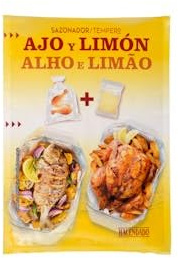 Sazonador ajo y limón Hacendado para carne y pescado al horno y microondas con bolsa Sobre 30 g Pack 2