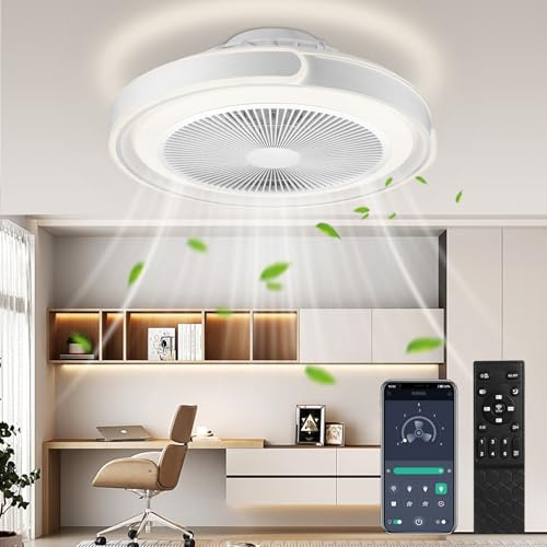Litglobe Ventilatore da Soffitto con Luce,50cm Ventilatori a Soffitto con Luce Telecomando e APP,Silenzioso Plafoniera c𝐨n Ventilatore c𝐨n 6 Velocità/Reversibile,3 Colori Dimmerabile,Tempistica