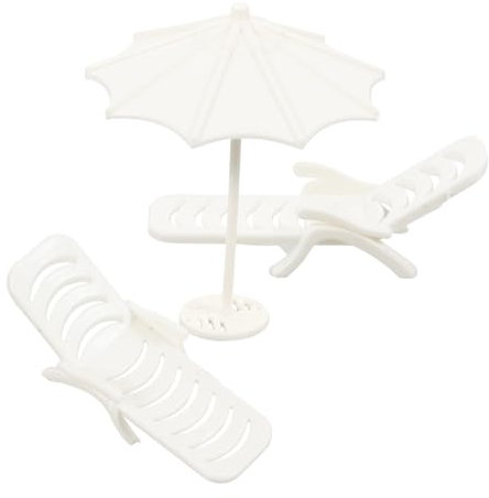 BESTonZON Miniature Beach Chair Miniature Sun Umbrella for Dollhouse Mini Beach Chair and Umbrella for Micro Landscape