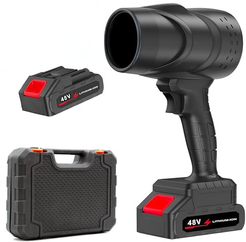 081 Store - Soffiatore a Batteria 48v, 2 ANNI DI GARANZIA, Soffiatore per Foglie con Turbocompressore, Velocità dell'Aria fino a 290 km/h, Dotato di 1 Batterie da 48V 15000 mAh