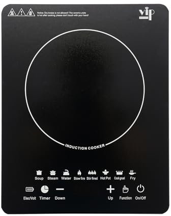 Induction Cooker, 1450W Electric Single Portable Hob with LCD Display, 8 Cooking Settings, 180 Minutes Timer, Overheat Protection, Temperature Range 140-464℉