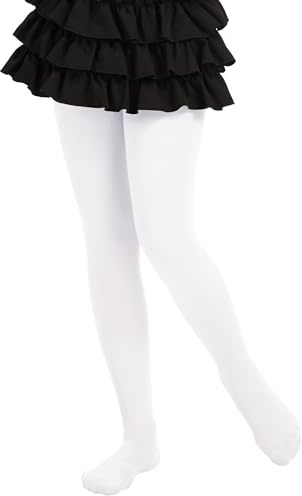 AMIYOYO Medias térmicas para niña, leggings forrados para niños, ropa de ballet de invierno, mallas forradas cálidas, forro interior grueso (blanco, M)