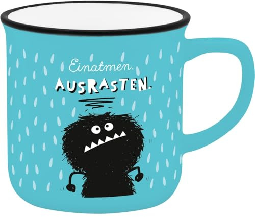 H:PPY life Espressotasse Motiv Einatmen | Mini-Tasse aus Porzellan, 10 cl, Tässchen mit Geschenk-Banderole | Geschenk Freunde, Geburtstag | 74753