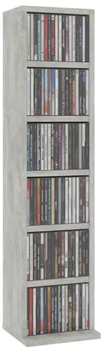 CIOURSTO Mueble para CD, Discos, Estanterías Multimedia, Unidad Organizadora de Almacenamiento, Armario de Madera de Ingeniería, Muebles para Dormitorio, Sala de Estar y Oficina. (Gris de hormigón)