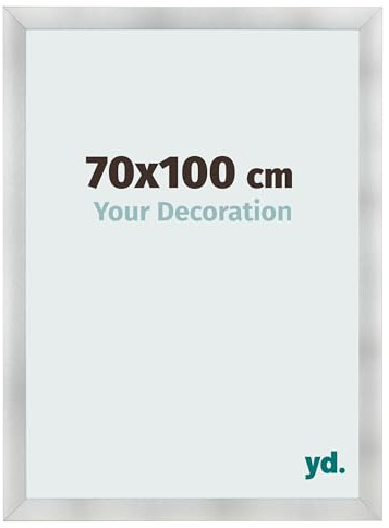 yd. Your Decoration - Bilderrahmen 70x100 cm - Aluminium Gebürstet - Bilderrahmen aus MDF mit Acrylglas - Antireflex - 70x100 Rahmen - Pisa