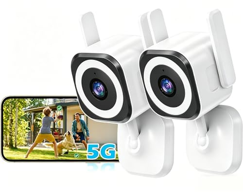 GUOANVISION 2K 5G Überwachungskamera Aussen/Innen, Kamera Überwachung Aussen, WLAN Camera Indoor/Outdoor, Babyphone mit App, Hundekamera, IP66 Wasserdicht, 2-Wege-Audio, Auto-Zoom, SD &Cloud-2Pack
