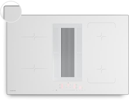 Klarstein Velaire Piano Induzione con Cappa Integrata - 4 Zone, 8400W Boost, Cursore Touch, Timer, Blocco Bambini, Cappa 597 m³/h, Flessibile 80cm, Piano Cottura Cappa Integrata