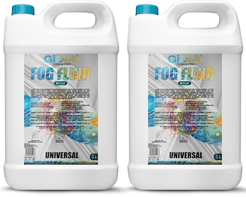 GiDeli Dimvätska 2 x 5 l – dimmaskin vätska, medium dimma för inomhus och utomhus – fininställd densitet för shower och ljuseffekter