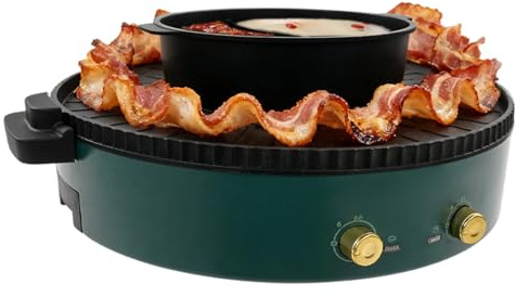 Faitout électrique multifonction, avec grill 2 en 1 et hot pot en aluminium, fer, bakélite, vert, 2000 W, 220 V, température réglable