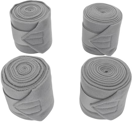 Haofy Lot de 4 Bandages de Jambe de Polo pour Cheval, Bandages de Protection en Polaire Douce avec Fixation Réglable, pour Fournitures de Chevaux et Compétition D'équitation (Grey)