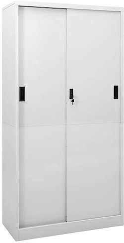 Nqyjm LH9595331 Armoire de bureau avec porte coulissante Gris clair 90 x 40 x 180 cm En acier Pour bureau, salon, chambre à coucher
