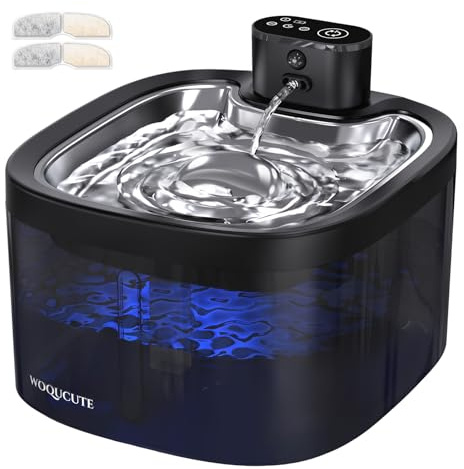 Cat Water Fountain for Drinking Wireless: 3.5L Battery Operated Quiet Cat Fountain, Automatic Pet Water Dispenser Rechargeable, Cats Drinking Bowl with Motion Sensor, Stainless Steel Tray(2Filters)
