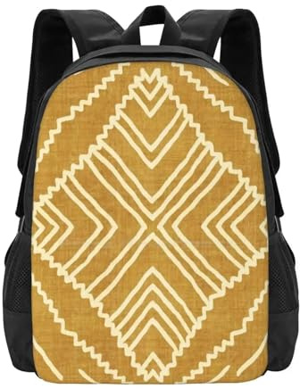 ASDCTYTKO Beni In großem Schulrucksack Laptoptaschen Gelb Goldener Senf Bohemische Kreise Geometrische Eklektisches Einfaches Festgeschenk