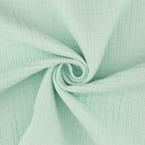 Musselin Stoff 6-Lagig | Meterware ab 100cm x 160cm (altmint) | 100% Baumwolle - Uni/Einfarbig - Gauze