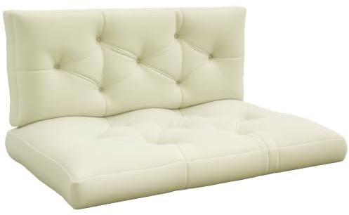 Outsunny Cuscini da Giardino Set 2 Pezzi per Schienale e Seduta Crema