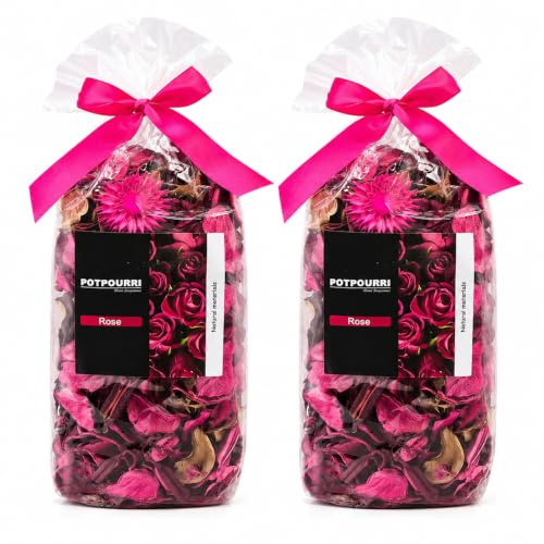Rose Scented Dried Flowers 2Packs, Pot Pourri Fragrance Bag 240g | Natural Rose Petals, Long-Lasting Scent, for Drawers Closets Cars, Great Gift for Home Aromatherapy & Relaxation