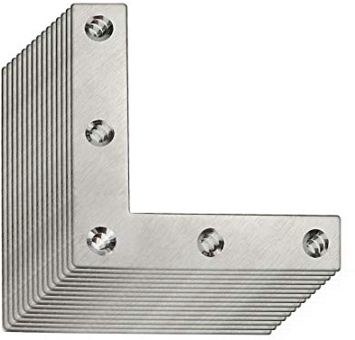 Rannb Flat L Bracket Right Angle Brackets 80mm x 80mm - Pack of 15