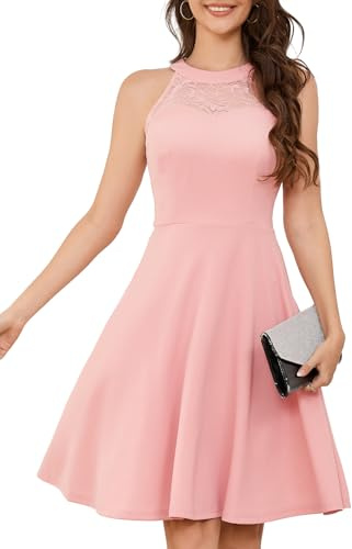 Bbonlinedress Robe de Soirée Cocktail Femme Swing Vintage pour Bal Guinguette Fête Guinguette Déguisement Mariage invité