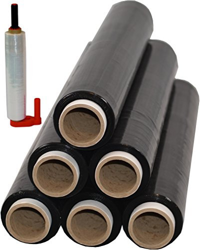 Freiziel® 6 x Stretchfolie 50cm 1,5kg 23my schwarz + Abroller