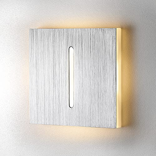 lambado® LED Treppenbeleuchtung Alu Gebürstet 1,5W | 230V Unterputz Treppenlicht Treppenbeleuchtung Innen | Wandeinbauleuchte Beleuchtung für Treppen | Treppenstufenbeleuchtung Slide
