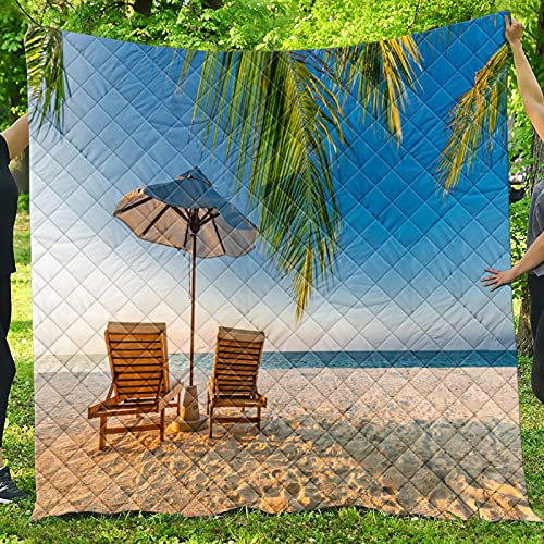 Chickw1 Tagesdecke Bettüberwurf Gesteppt, 3D Landschaft Mikrofaser Tagesdecke Schlafzimmer Steppdecke Decke Überwurf Wohnzimmer Sofaüberwurf für Einzelbett Doppelbett (Strand,200x230cm)